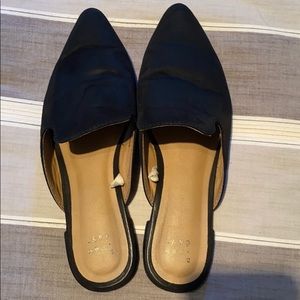 Black Faux Suede Mules